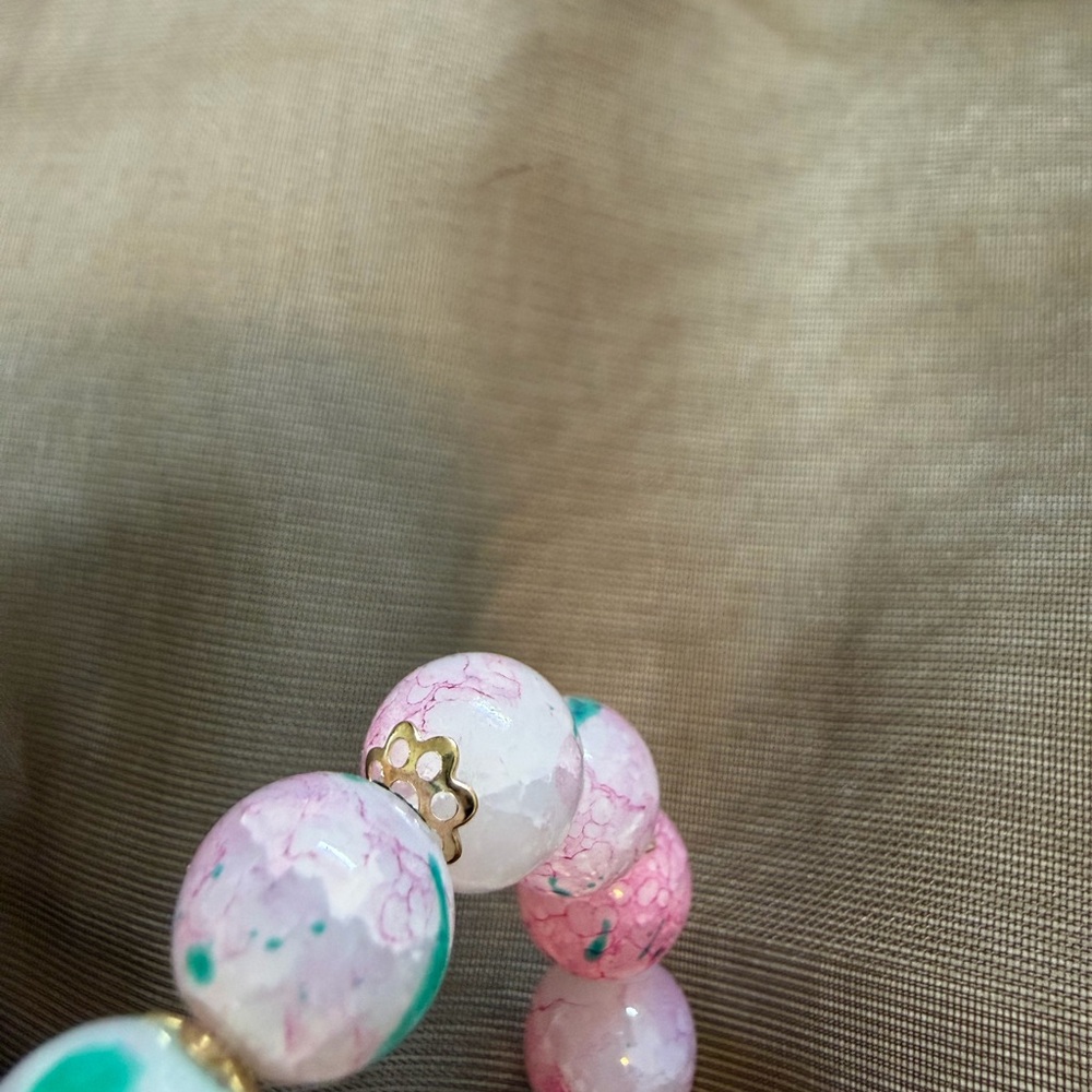 Pink and Teal Beaded Bracelet - Picture 3 of 3